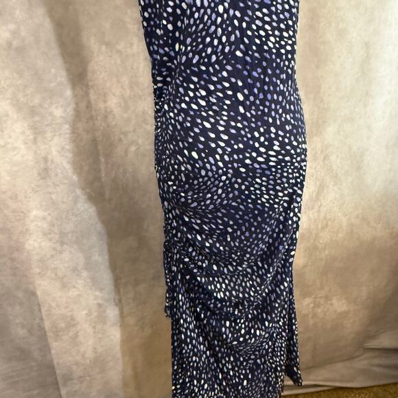 Torrid Super Soft Knits Maxi Scrunch Dress Size 1 (14/16) Navy Blue white Print - Picture 9 of 11